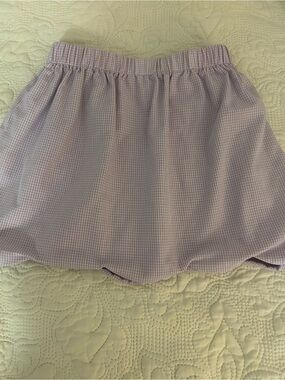 Lavender Gingham Elastic-Waist Skirt